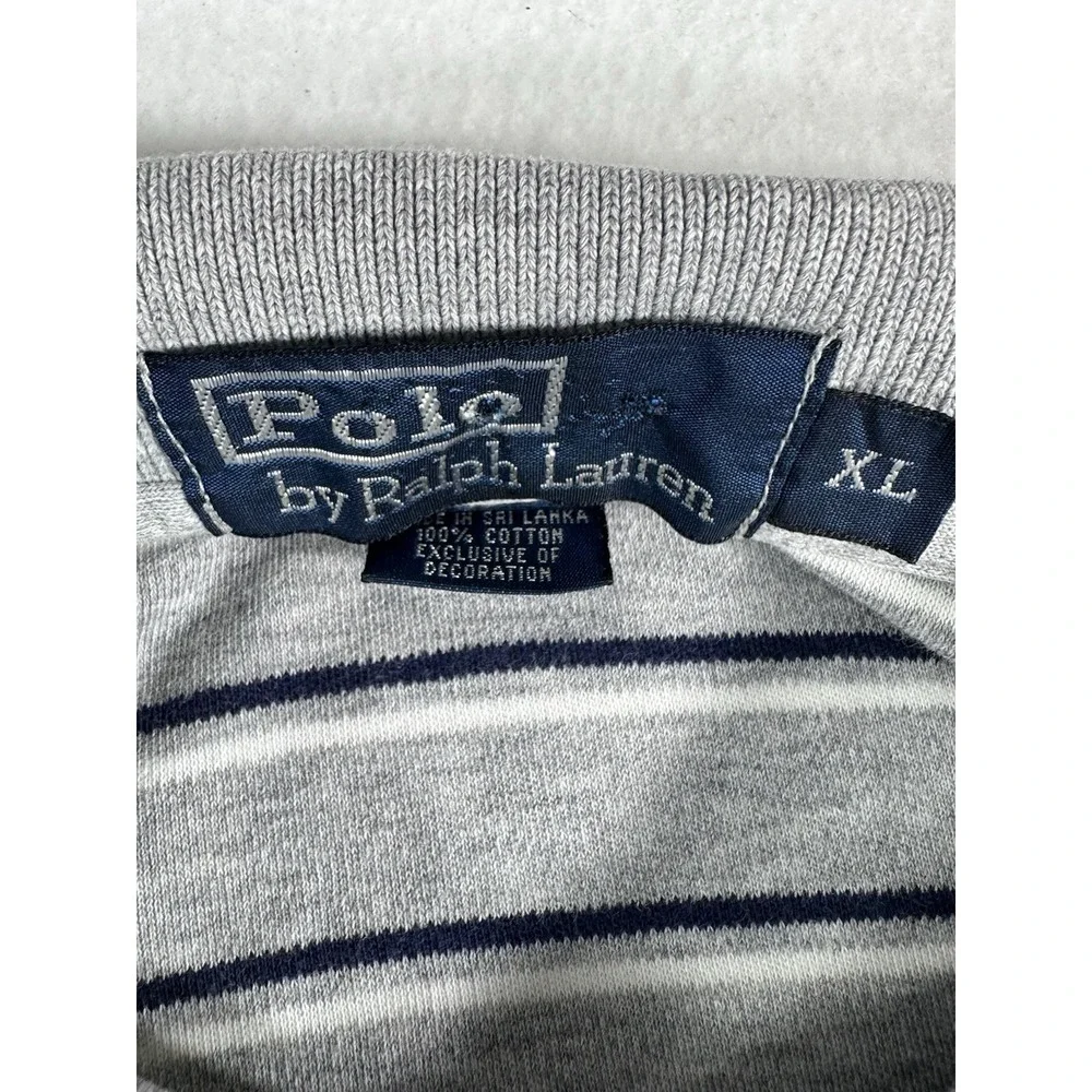 Polo by Ralph Lauren Striped Polo Shirt Men's XL Gray Cotton Short Sleeve Class